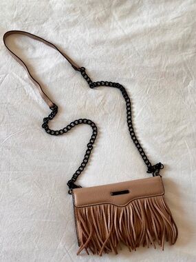 Rebecca Minkoff phone crossbody purse fringe handbag festival ready pink
